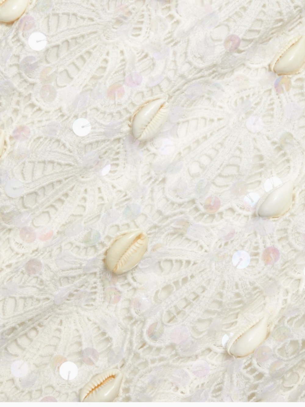 LoveShackFancy Cream Crochet Mini Dress with Shell Accents - Picture 5 of 5